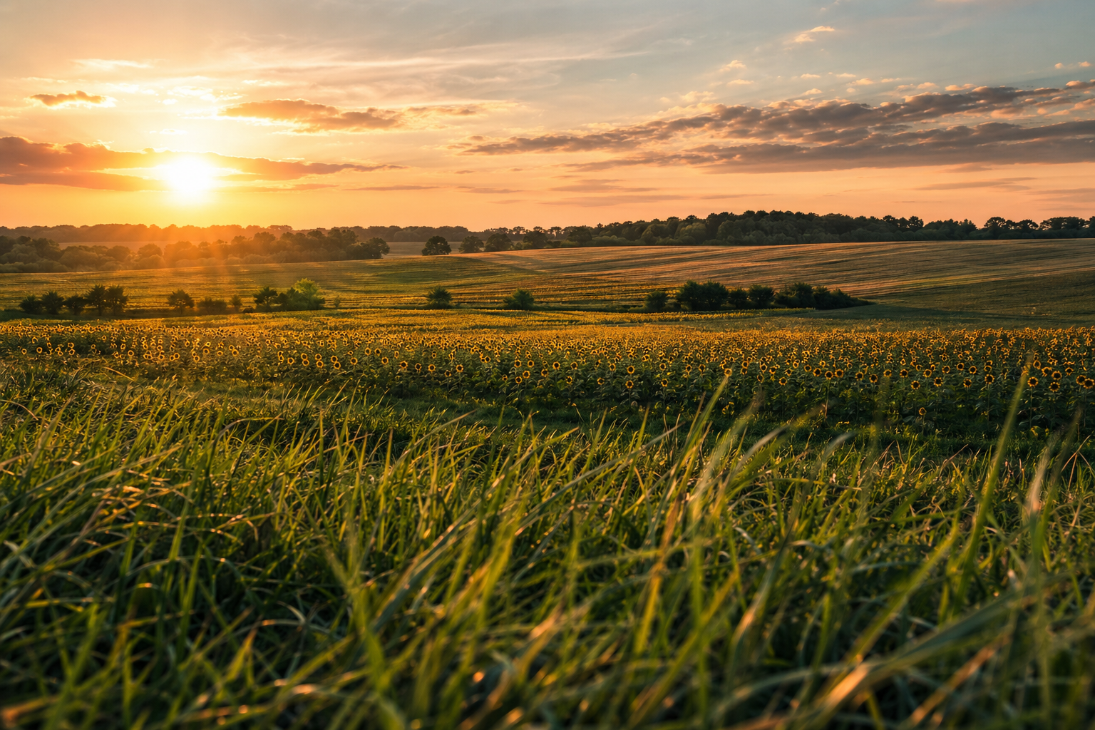 Sunflower field at golden hour — wholesale seed and agricultural supply