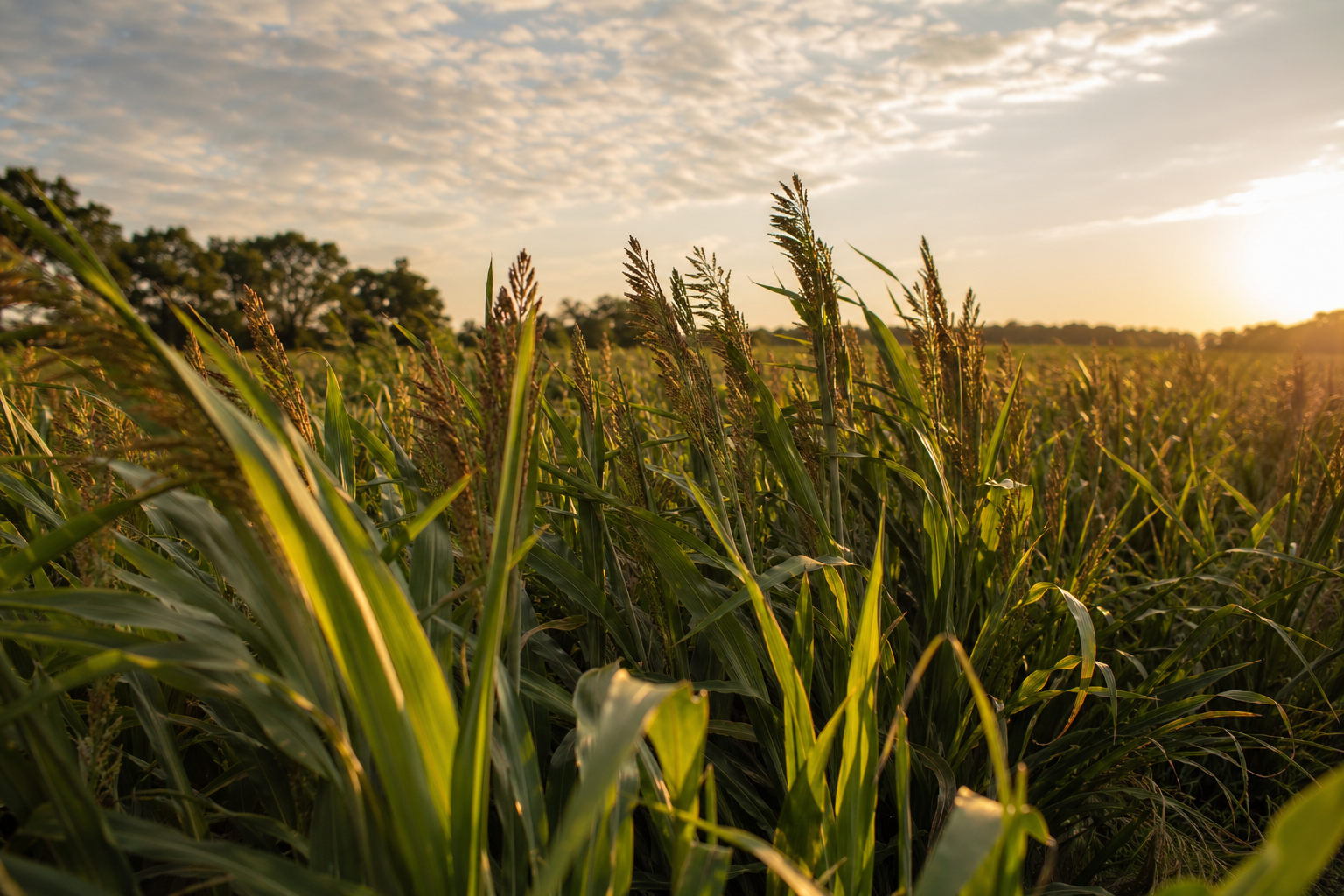 Sorghum-sudan grass field with tall green forage